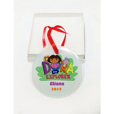 Personalized Dora The Explorer  Glass Christmas Ornament Custom Gift#2