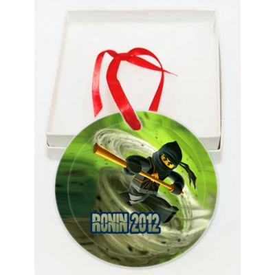 Personalized Black Ninja Ninjago Glass Christmas Ornament Custom Gift #2