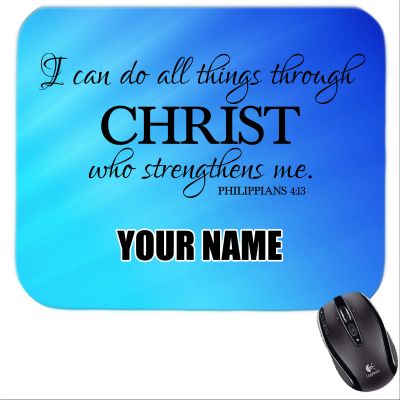 Personalized Philippians 4:13 Blue  Motivation Motivational Mousepad #2