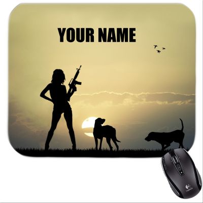 Personalized Hunting Woman Silhouette Mousepad Hunting 2 