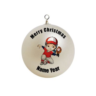 Personalized Baseball Catcher  Girl  Ornament 2
