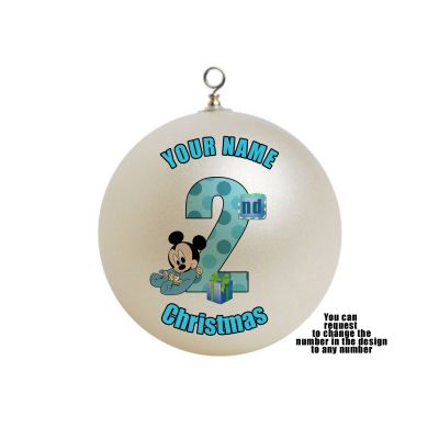 Personalized Blue Boy Second 2nd , 3rd, 4th you pick -2nd is default- Christmas Baby Baby's Mickey  Mouse Ornament 2