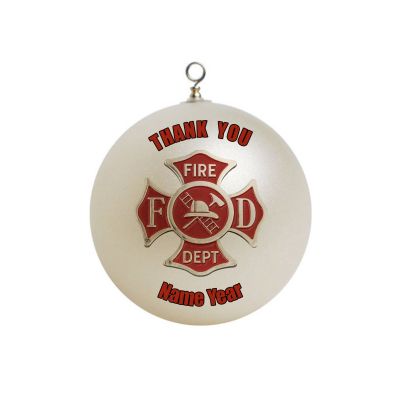 Personalized Fire Department Badge Fireman Thank you Ornament 2