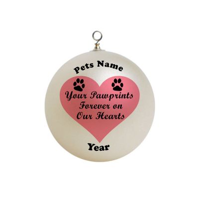 Personalized Memorial Your pawprints forever on our hearts Pet memory dog RIP loved Ornament 2