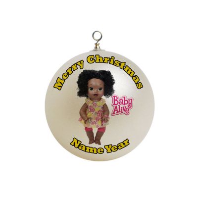 Personalized baby Alive snackin’ sara african  x-mas Ornament  #2