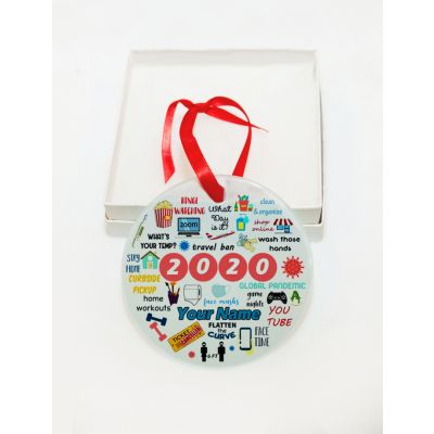 Personalized Covid-19 Corona Annual Events GLASS Ornament  Gift  #2