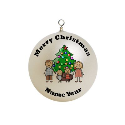 Personalized Family of 4 four stick figure  Ornament Christmas #3