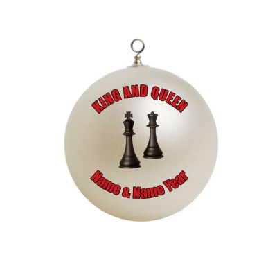 Personalized  King and Queen Chess  Pieces Game Ornament Christmas 3