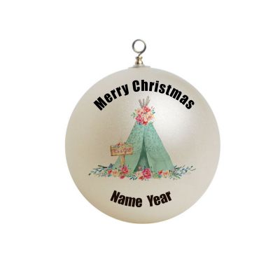 Personalized  TeePee Its a Girl Teal Floral Theme Ornament Christmas 3