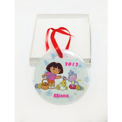 Personalized Dora The Explorer  Glass Christmas Ornament Custom Gift#3