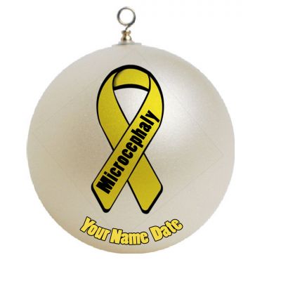 Personalized Yellow Ribbon Microcephaly Christmas Ornament #3