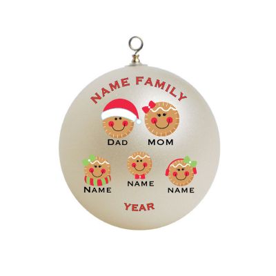 Personalized  Family of Five With Names Gingerman Faces Christmas Ornament  Custom Gift #3