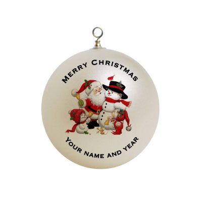 Personalized Santa  with Snowman  Christmas Ornament Custom Gift #3