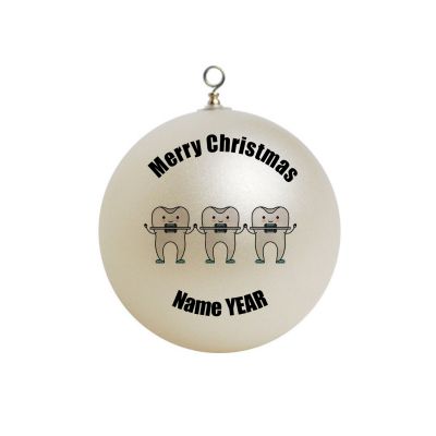 Personalized Gray Teeth with Braces Ornament 3