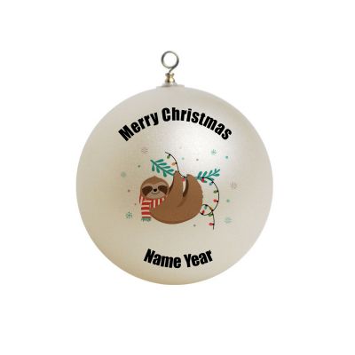 Personalized Sloth Christmas Hanging on a tree with a scarf cute 3