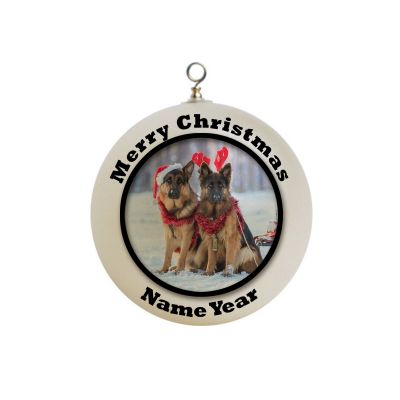 Personalized two dogs brown tan german shepherd christmas theme Ornament 3