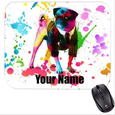 Personalized Pug Colorful Dog Abstract Mousepad Pug 3