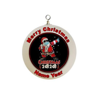 Personalized Corona Covid Santa With a Mask and Hand Sanitizer Christmas Ornament #3