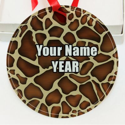 Personalized Pattern Giraffe Skin GLASS Ornament  Gift #3
