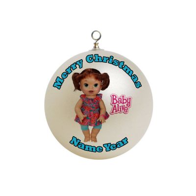 Personalized baby Alive snackin’ sara Brunette   x-mas Ornament  #3