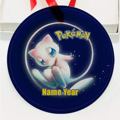 Personalized Pokemon  Mew GLASS Ornament  Gift #3