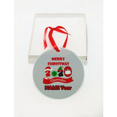 Personalized Covid-19 Corona 2020 Quarantine GLASS Ornament  Gift  #3
