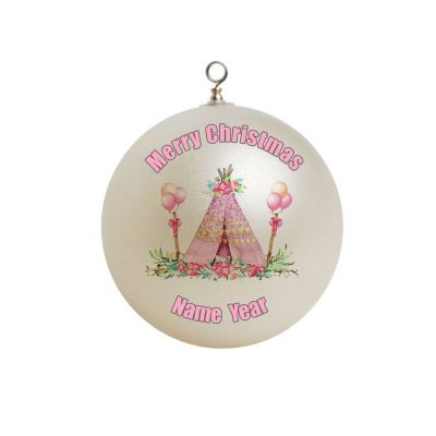 Personalized  TeePee  Girl Pink Floral Theme Baloons Ornament Christmas 4