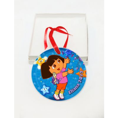 Personalized Dora The Explorer  Glass Christmas Ornament Custom Gift#4