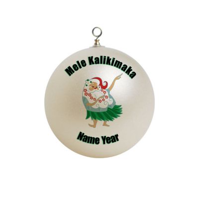 Personalized Mele Kalikimaka santa dancing Hawaii Beach Ornament 4