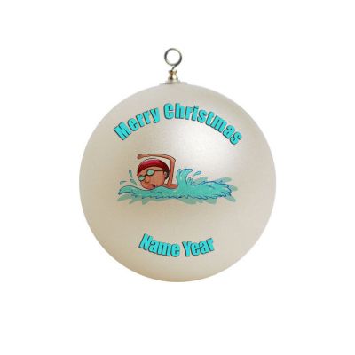 Personalized Boy Swimming  Swimmer Christmas Ornament 4