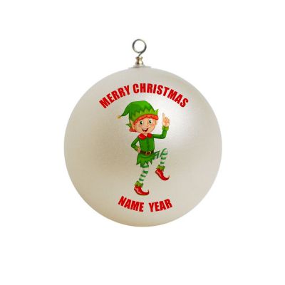 Personalized Boy Elf Walking Ornament  #4