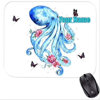 Personalized Blue Octopus Painted Watercolor Mousepad Beach 4