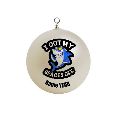 Personalized I got my Braces Off Shark Ornament 4