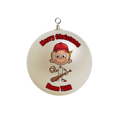 Personalized T-ball Tee-ball  Boy Holding a ball and a bat Ornament 4