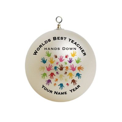 Personalized Worlds Best teacher Christmas Ornament Custom Gift #4