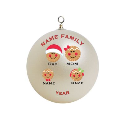 Personalized  Family of Four With Names Gingerman Faces Christmas Ornament Custom Gift #4