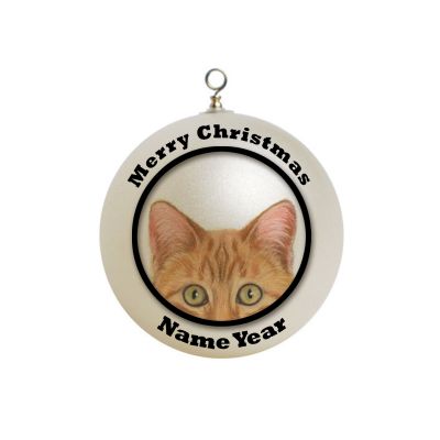 Personalized Orange Cat looking out Ornament 4