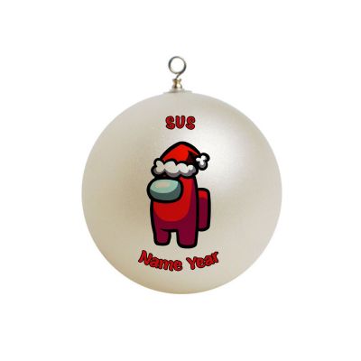 Personalized Among Us Red Santa  Sus Christmas Ornament #4