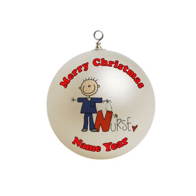 Personalized  Nurse Male Christmas Stick Figure Ornament 4