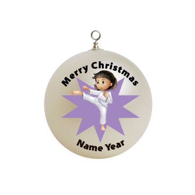 Personalized  tae kwon do girl Taekwondo Purple star and brown eyes Ornament 4
