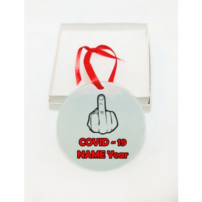 Personalized Covid-19 Middle Finger Funny Corona 2020 GLASS Ornament  Gift  #4