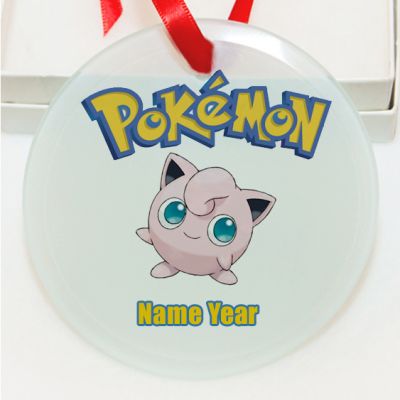 Personalized Pokemon  Jiggypuff GLASS Ornament  Gift #4