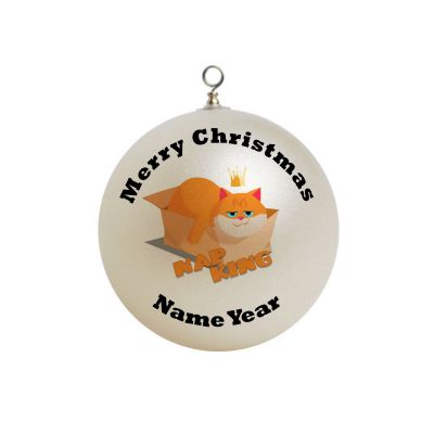 Personalized Nap King Cat in a box Christmas Ornament 5