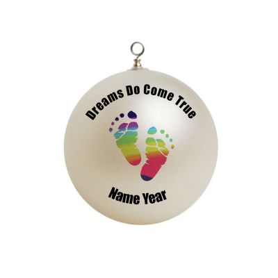 Personalized  Dreams do come true baby rainbow  feet Christmas  Ornament 5