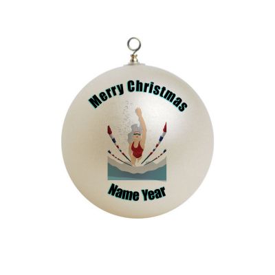 Personalized girl Swimming  Swimmer Christmas Ornament 5