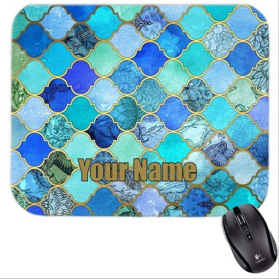 Personalized Abstract Blue Pattern Mousepad #5
