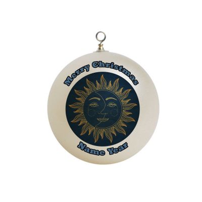 Personalized Sun and Moon Gold and Dark Blue Ornament  Moon 5