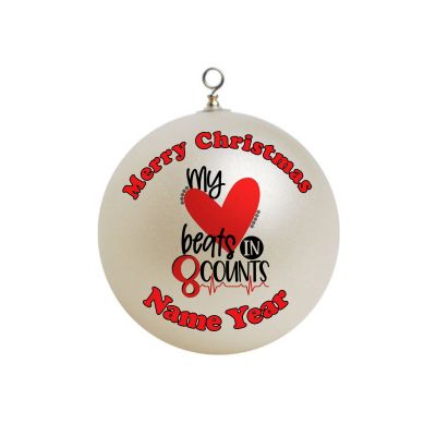 Personalized Cheer Cheerleader Cheerleading my heart beats in 8 counts Ornament 5