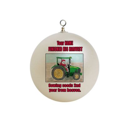 Personalized John Deere Finished his harvest 2nd year green tractor Ornament 5