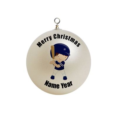 Personalized Baseball Boy with a bat Ornament 5